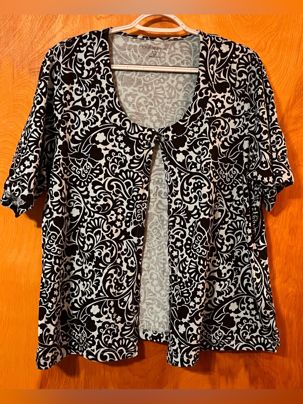 Croft & Barrow Teal and White Short Sleeve Cardigan Size 2X - Picture 1 of 8